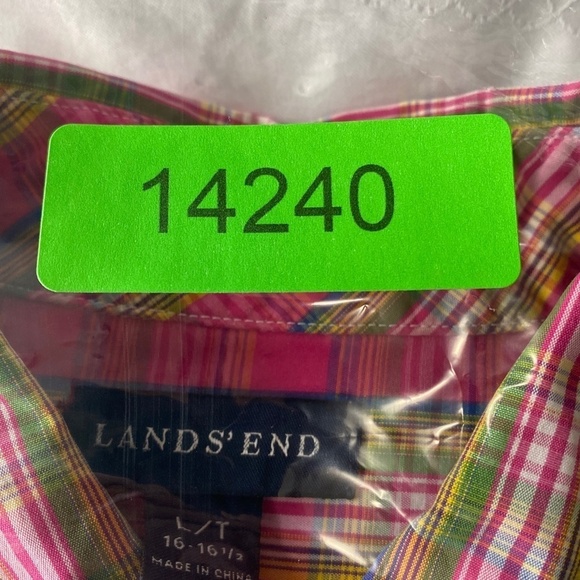 Lands' End Men's Pink Plaid Long‎ Sleeve Button-Up Shirt Large Western Preppy - Picture 12 of 12